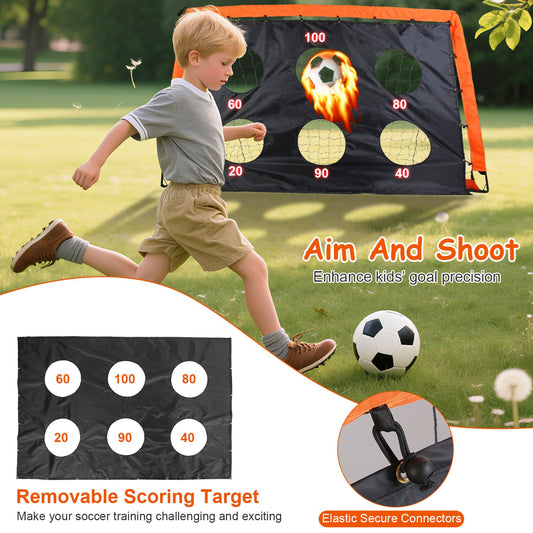1Set Kids Soccer Goals Set For Yard Portable Soccer Training Equipment With Cones Agility Ladder Target Carry Bag For Toddler Outdoor Sport Play
