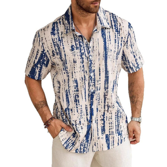 Summer Casual Anti-wrinkle 3D Printed Men's Short Sleeve Shirt
