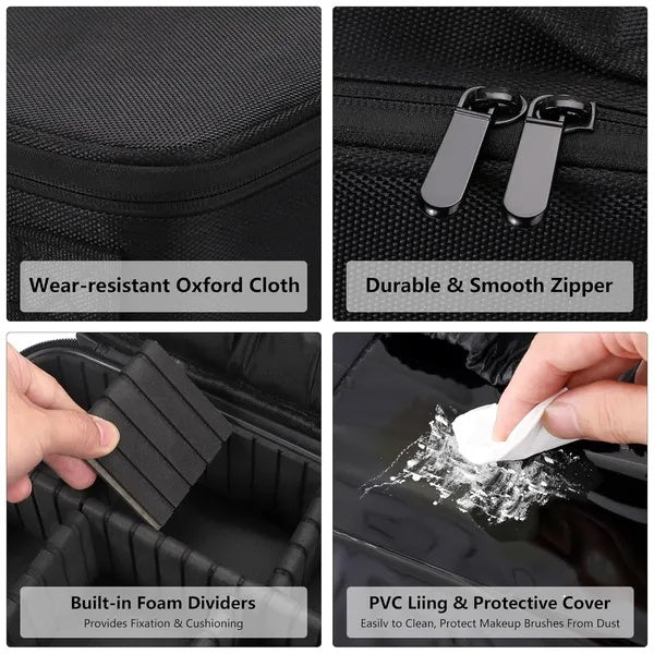 Travel Cosmetic Bag, Women's Portable Cosmetic Case, Professional Cosmetic Storage Box With Adjustable Dividers, Can Store Makeup Brushes, Toiletries, Jewelry, Digital Accessories, Etc