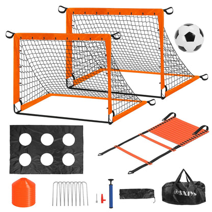 1Set Kids Soccer Goals Set For Yard Portable Soccer Training Equipment With Cones Agility Ladder Target Carry Bag For Toddler Outdoor Sport Play