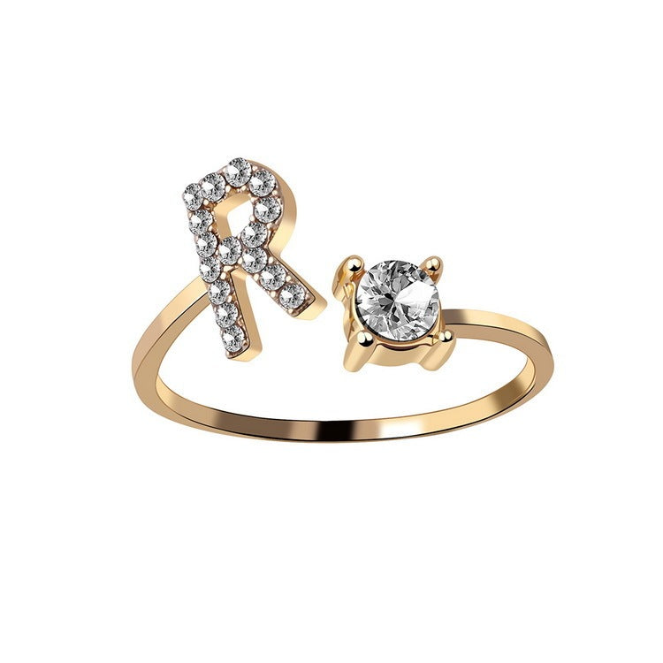 Adjustable Alphabet Initial Ring for Women – 26 Letters Personalized