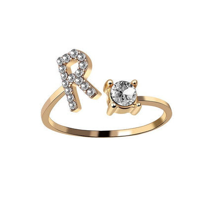 Adjustable Alphabet Initial Ring for Women – 26 Letters Personalized