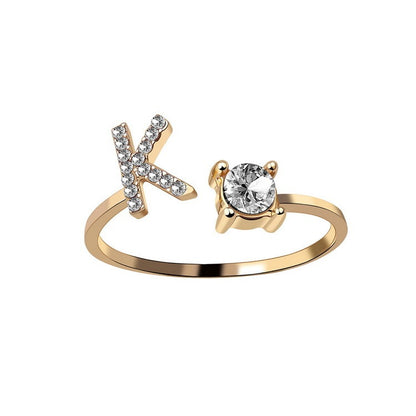 Adjustable Alphabet Initial Ring for Women – 26 Letters Personalized