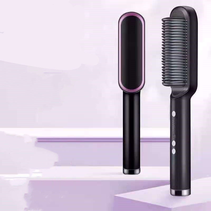 New 2 In 1 Hair Straightener Hot Comb Negative Ion Curling Tong Dual-purpose Electric Hair Brush