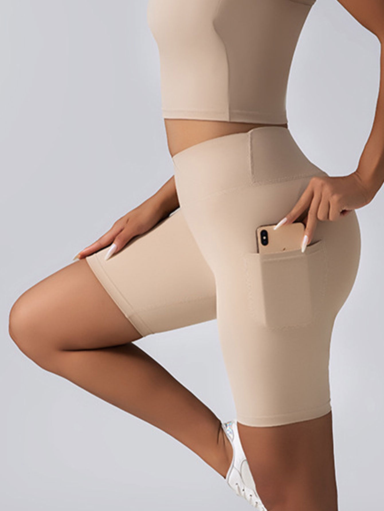 3 Pack Biker Shorts With Pockets High Waist Tummy Control Running Workout Polymide Gym Volleyball Yoga Shorts