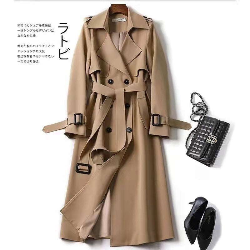 Double-breasted Mid-length Tie Trench Coat