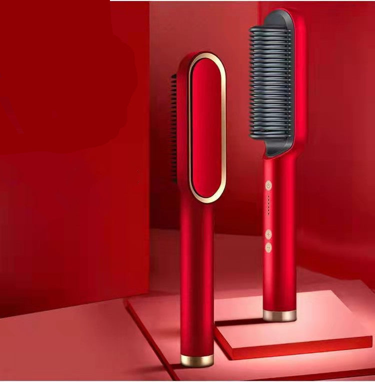 New 2 In 1 Hair Straightener Hot Comb Negative Ion Curling Tong Dual-purpose Electric Hair Brush