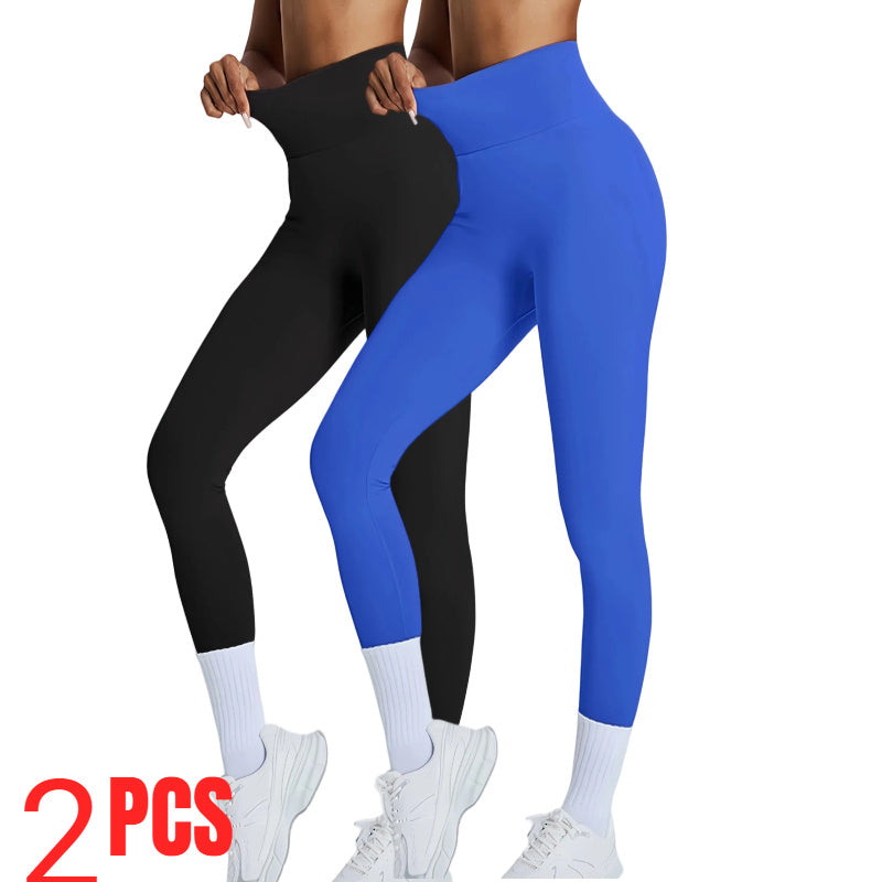 2 Pack Women's High Waisted Seamless Leggings - Butt Lifting & Tummy Control Yoga Pants, Non-See Through Workout Leggings With Soft Compression, Solid Color Activewear