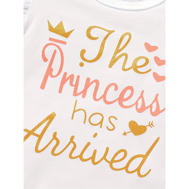 3PCS Newborn Baby Girl Outfits Infant Letter Print Romper & Tutu Skirt & Headband Coming Home Clothes Set