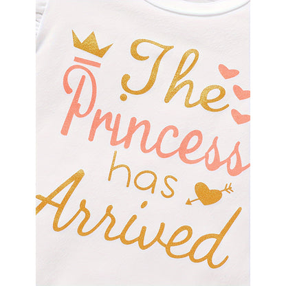 3PCS Newborn Baby Girl Outfits Infant Letter Print Romper & Tutu Skirt & Headband Coming Home Clothes Set