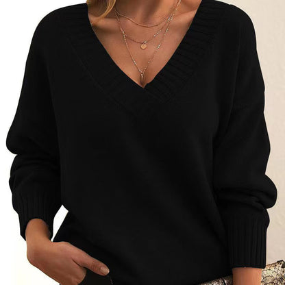 Womens Sweaters Casual Drop Shoulder Long Sleeve V Neck Pullover Tops Trendy Fall Fashion Clothes