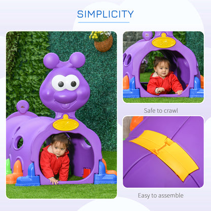 2 Sections Kids Climbing Tunnel For Indoor Outdoor Climb & Crawl Toy Play Structure For 3-6 Years Old Boys Girls, Purple
