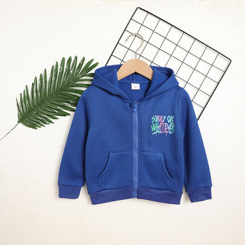Toddler Girl Zip Up Hoodie Jacket Sorry Or Whatever Letter Print Long Sleeve Sweatshirt Kids Hooded Jacket
