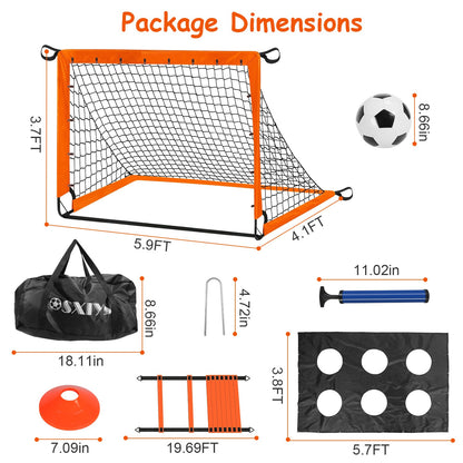 1Set Kids Soccer Goals Set For Yard Portable Soccer Training Equipment With Cones Agility Ladder Target Carry Bag For Toddler Outdoor Sport Play