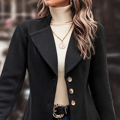 Women's Winter Overcoat Lapel Collar Single Breasted Outerwear Long Pea Coat