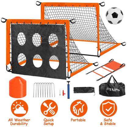 1Set Kids Soccer Goals Set For Yard Portable Soccer Training Equipment With Cones Agility Ladder Target Carry Bag For Toddler Outdoor Sport Play