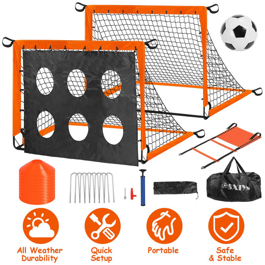 1Set Kids Soccer Goals Set For Yard Portable Soccer Training Equipment With Cones Agility Ladder Target Carry Bag For Toddler Outdoor Sport Play