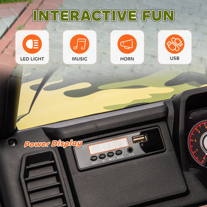 12V Kids Electric Car with Parent Remote Control, Spring Suspension, Soft Start, Music, LED Light, Safety Belt, Green