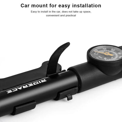 Portable Bicycle Pump with Gauge Aluminum Alloy Hand Tire Air Inflator Bike Car Scooter Schrader Presta Valve AV FV