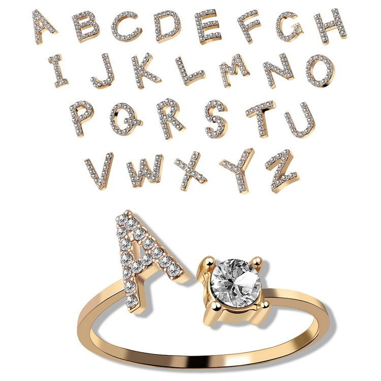 Adjustable Alphabet Initial Ring for Women – 26 Letters Personalized