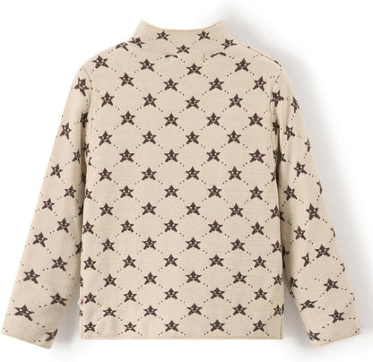 Askfine Girls Boys Pattern Half Turtleneck Sweaters Kids Warm Long Sleeve Knit Pullover Tops Unisex 5-14 Years