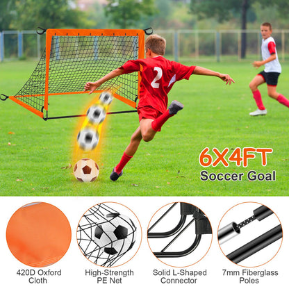 1Set Kids Soccer Goals Set For Yard Portable Soccer Training Equipment With Cones Agility Ladder Target Carry Bag For Toddler Outdoor Sport Play