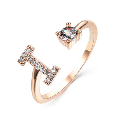 Adjustable Alphabet Initial Ring for Women – 26 Letters Personalized