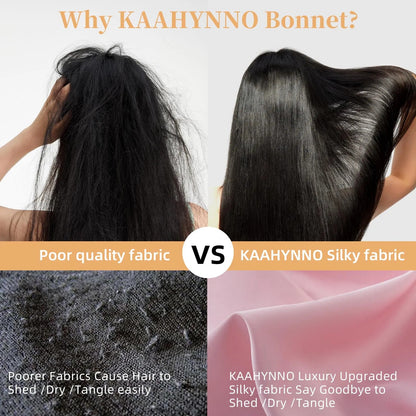 Silk Bonnet For Sleeping Women, Satin Hair Bonnet For Sleeping For Wavy Curly Natural Hair Women Men - Pink