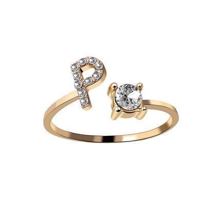 Adjustable Alphabet Initial Ring for Women – 26 Letters Personalized
