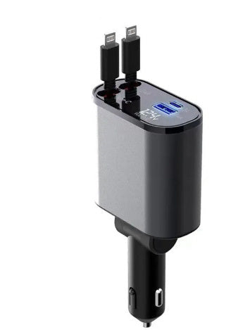 Metal Car Charger 100W Super Fast Charging Car Cigarette Lighter USB And TYPE-C Adapter