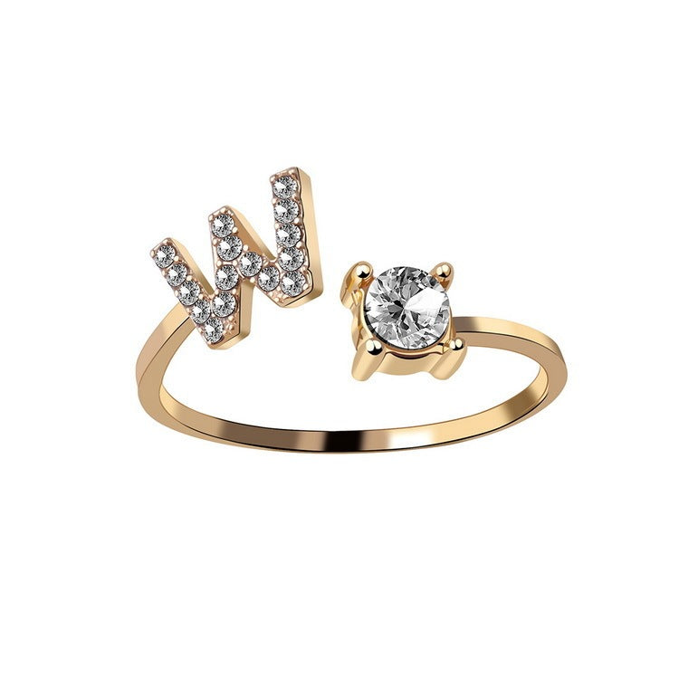 Adjustable Alphabet Initial Ring for Women – 26 Letters Personalized