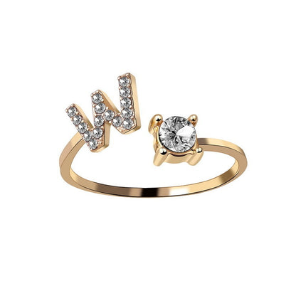 Adjustable Alphabet Initial Ring for Women – 26 Letters Personalized