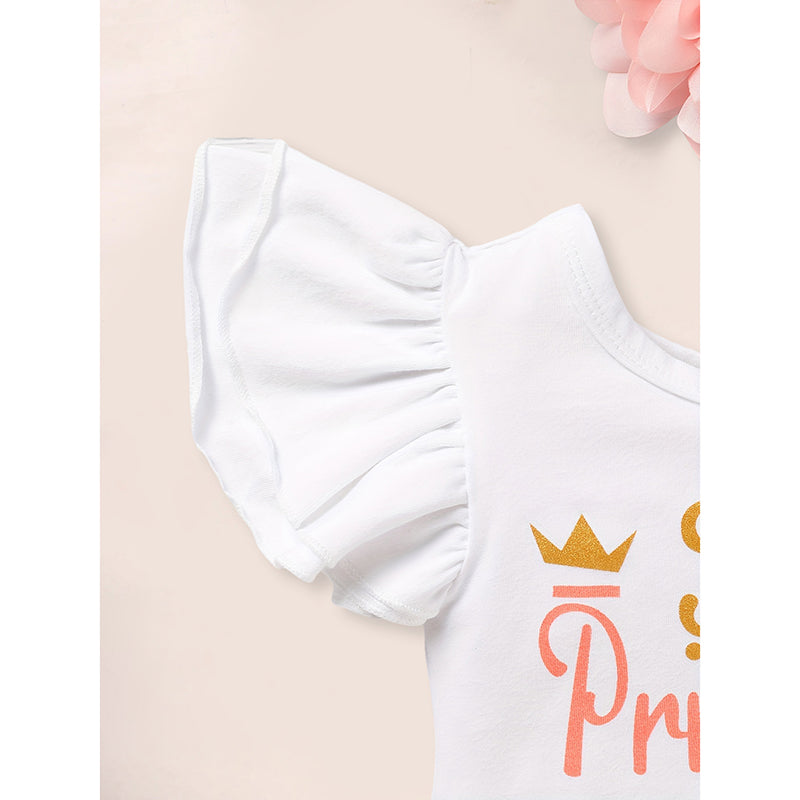 3PCS Newborn Baby Girl Outfits Infant Letter Print Romper & Tutu Skirt & Headband Coming Home Clothes Set