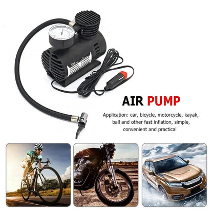 12V 300PSI Mini Air Compressor Electric Tire Inflator with Gauge Portable Tire Pump High Precision Electric Compact Air Pump