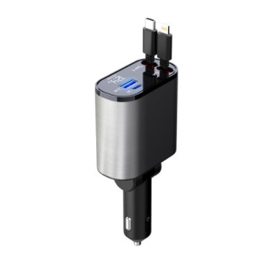 Metal Car Charger 100W Super Fast Charging Car Cigarette Lighter USB And TYPE-C Adapter
