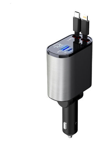 Metal Car Charger 100W Super Fast Charging Car Cigarette Lighter USB And TYPE-C Adapter