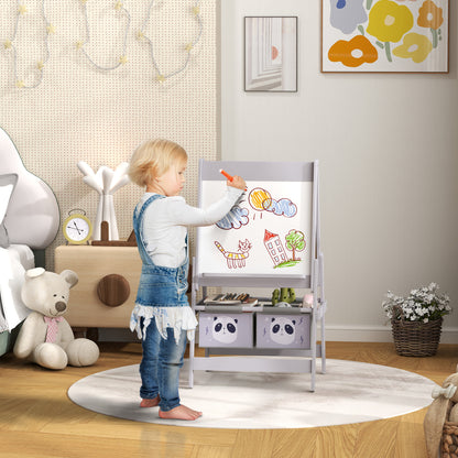 Art Easel for Kids with Paper Roll, Blackboard, Whiteboard, Storage