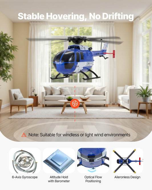 RC Helicopter 4 Channel Remote Control Aircraft Toy 6-Axis Gyro Kids Present