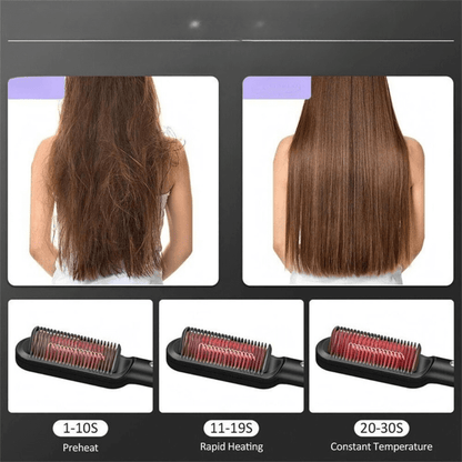 New 2 In 1 Hair Straightener Hot Comb Negative Ion Curling Tong Dual-purpose Electric Hair Brush