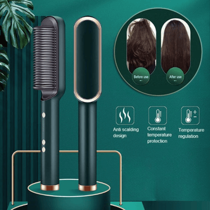 New 2 In 1 Hair Straightener Hot Comb Negative Ion Curling Tong Dual-purpose Electric Hair Brush