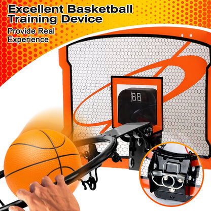 1Set Indoor Mini Basketball Hoop Set Over Door Basketball Hoop With 4 Inflatable Balls Electric Audio Scorer Foldable Basket Gift For Kids And Adults
