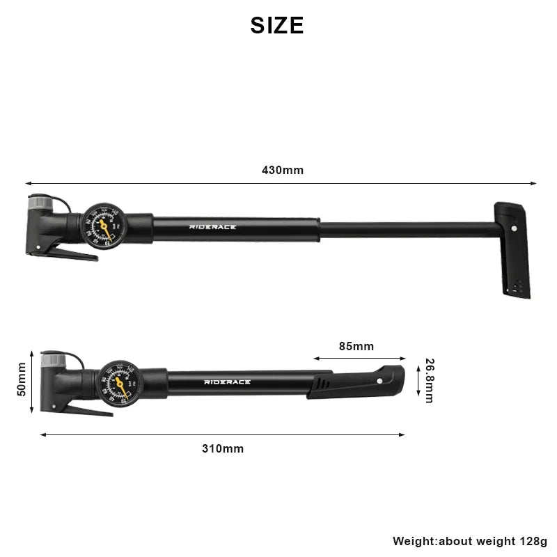 Portable Bicycle Pump with Gauge Aluminum Alloy Hand Tire Air Inflator Bike Car Scooter Schrader Presta Valve AV FV
