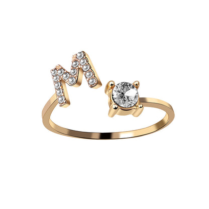 Adjustable Alphabet Initial Ring for Women – 26 Letters Personalized