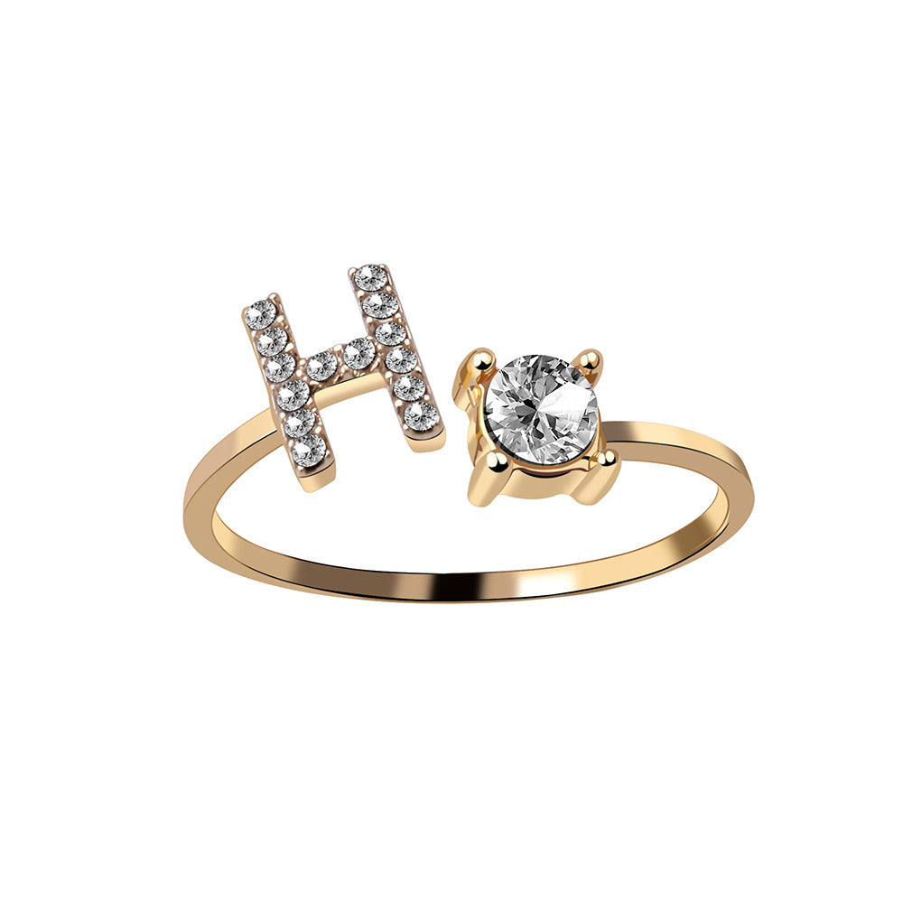 Adjustable Alphabet Initial Ring for Women – 26 Letters Personalized