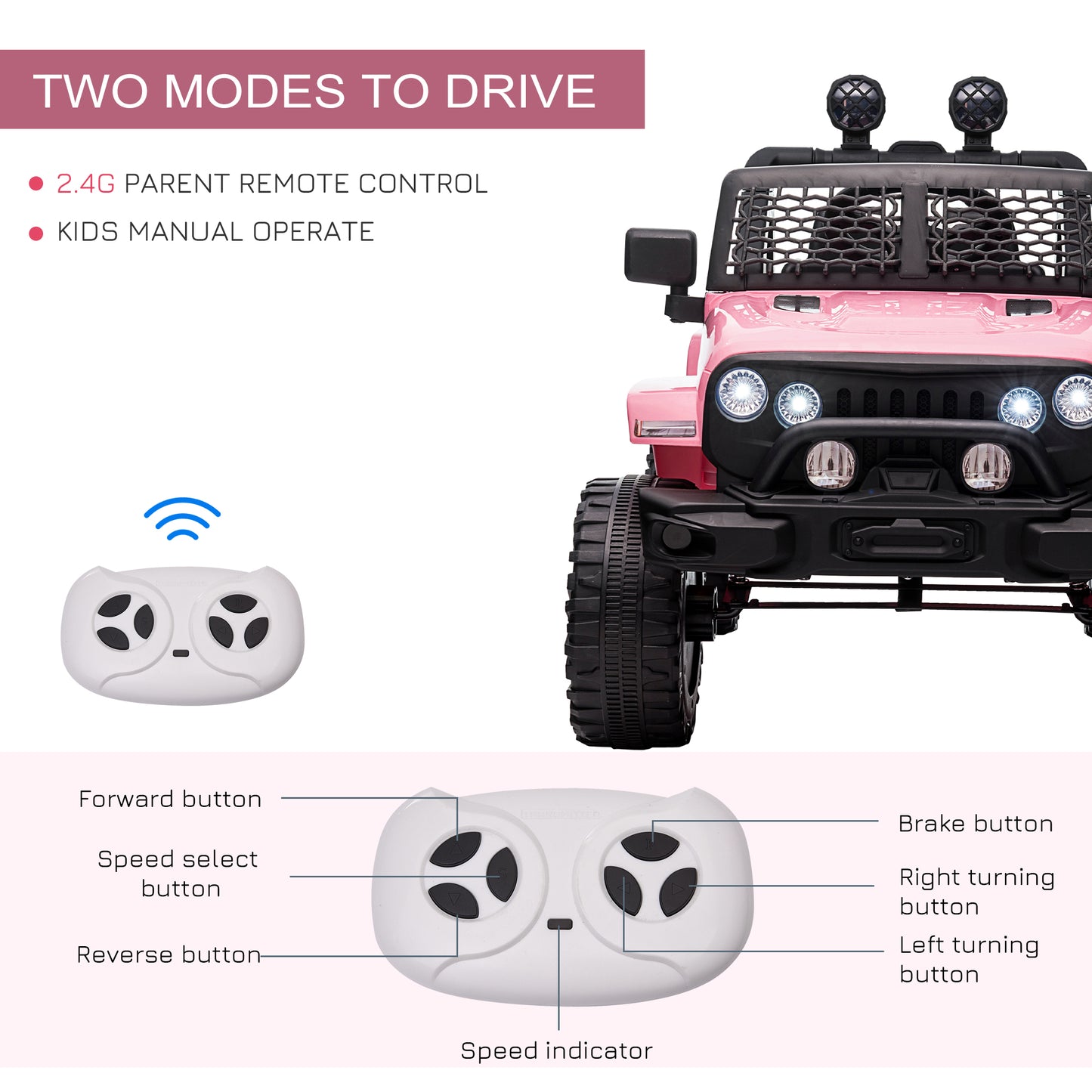 Electric Off-Road Truck 12V Kids Ride On With Remote Control MP3 Music Adjustable Speed