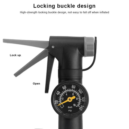 Portable Bicycle Pump with Gauge Aluminum Alloy Hand Tire Air Inflator Bike Car Scooter Schrader Presta Valve AV FV