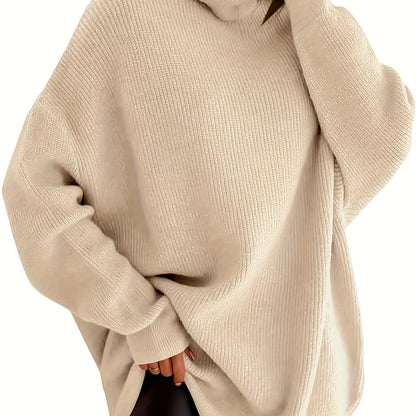 Women's Cozy Oversized Turtleneck Sweater Batwing Chunky