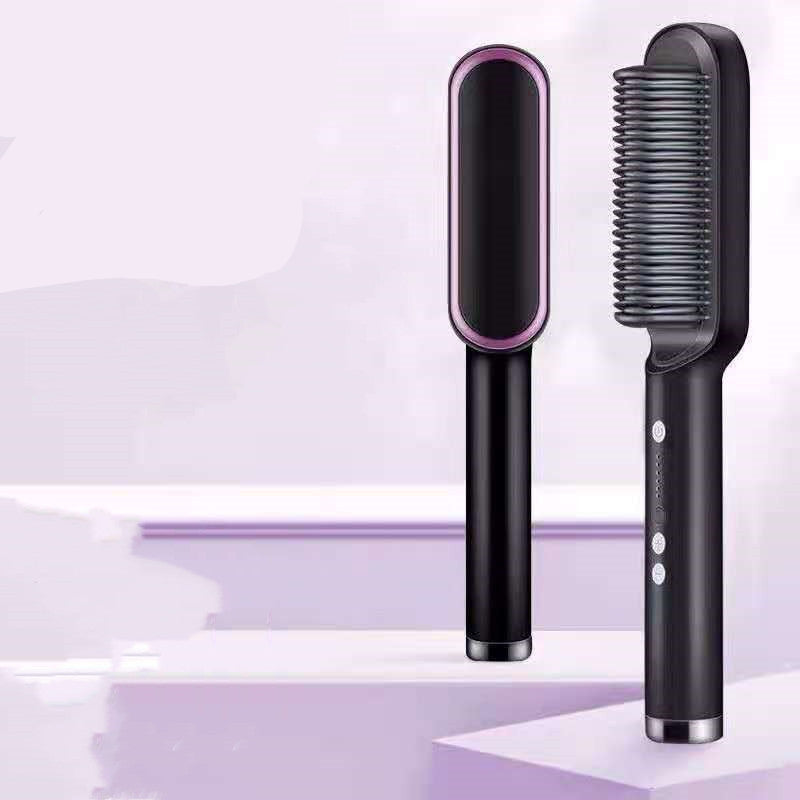 New 2 In 1 Hair Straightener Hot Comb Negative Ion Curling Tong Dual-purpose Electric Hair Brush