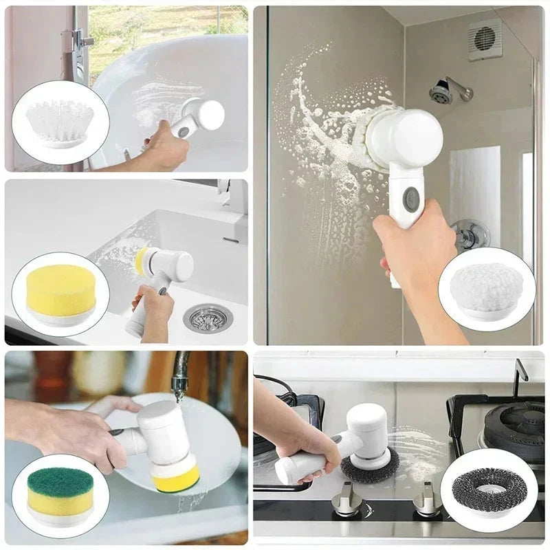 5 in1 Electric Spin Scrubber, Spin Scrubber with 5 Replaceable Brush Heads Bathroom Cleaning Brush,Power Electric Cleaning Brush