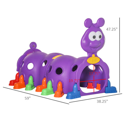 2 Sections Kids Climbing Tunnel For Indoor Outdoor Climb & Crawl Toy Play Structure For 3-6 Years Old Boys Girls, Purple